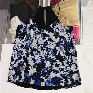 Floral Halter Neck Top - Black and Blue